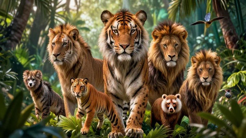 Animales salvajes: concepto, características y ejemplos 4 Fauna salvaje majestuosa en vibrante entorno tropical
