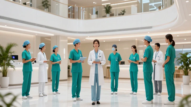 Hospital privado moderno y elegante con personal médico profesional