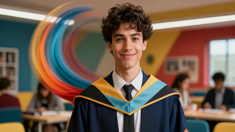 Retrato dinámico de un académico sonriente