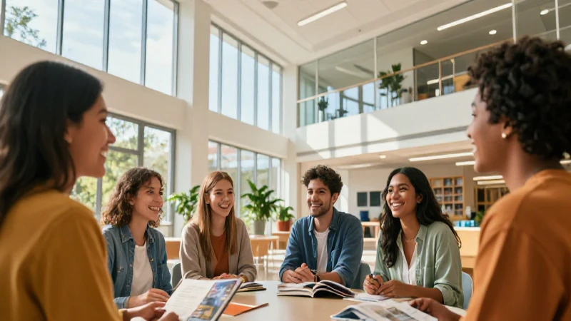 Comunidad vibrante en un entorno educativo moderno