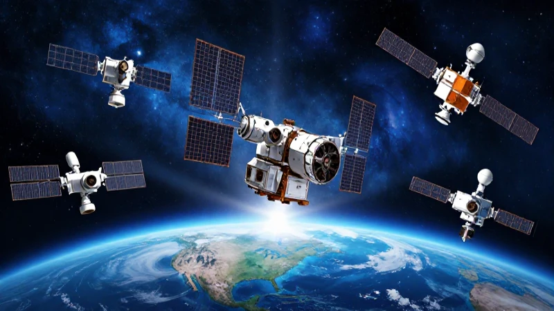 Cuáles son tipos, funciones y características de satélites 5 Satélites y Tierra brillantes en el espacio