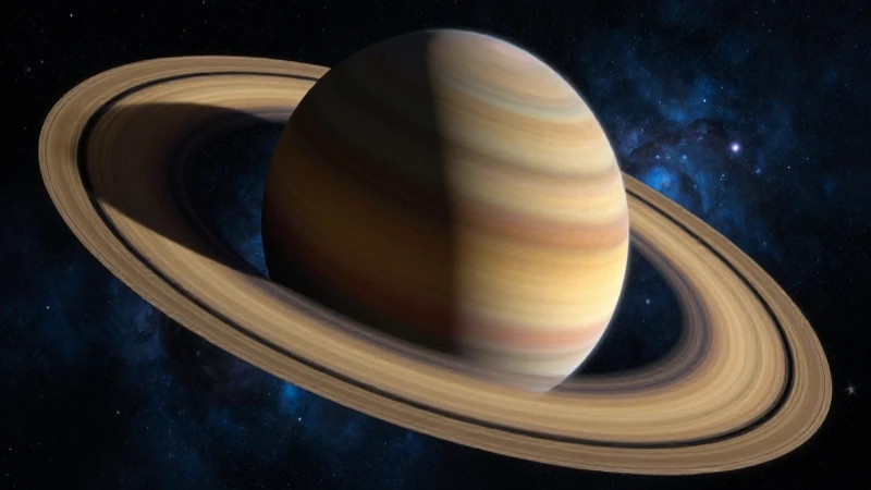 Anillos dorados y vibrantes de Saturno, obra de arte digital