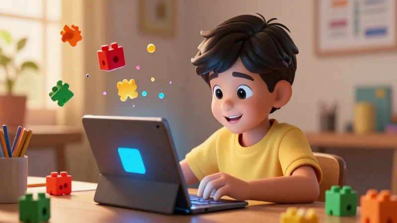 Niño mexicano feliz programando con tablet