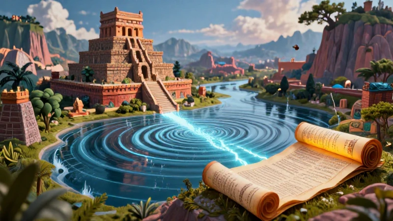 Paisaje mexicano vibrante con pergamino brillante