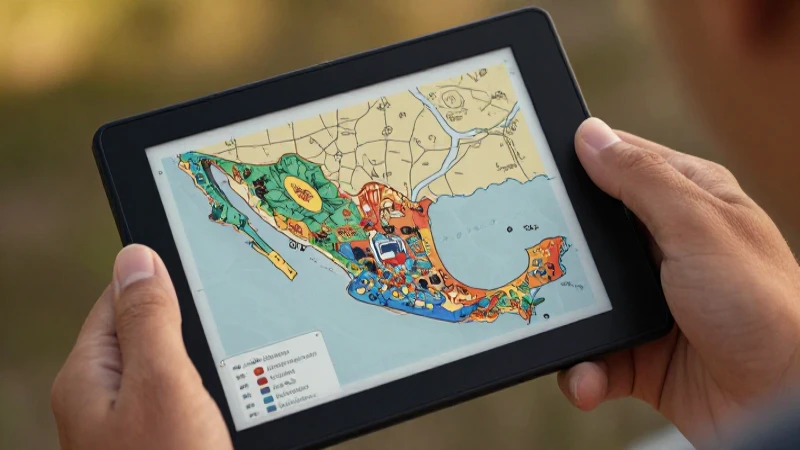 Pantalla de e-reader muestra vibrante mapa antiguo mexicano