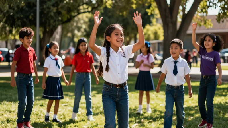 Niños mexicanos jugando alegre bajo el sol