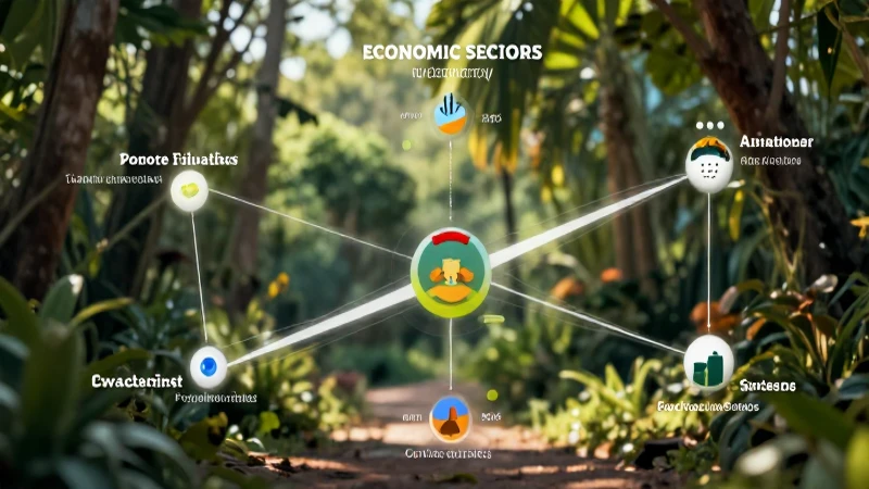 Visualización de sectores económicos e interconexión de crecimiento