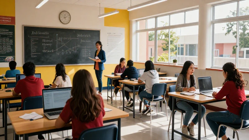 Estudiantes diversos en moderna escuela mexicana