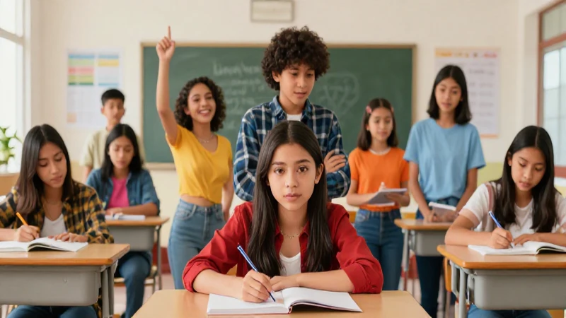 Jóvenes mexicanos en aula dinámica y vibrante