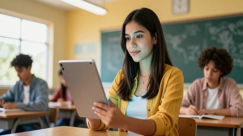 Joven estudiante mexicano en aula moderno