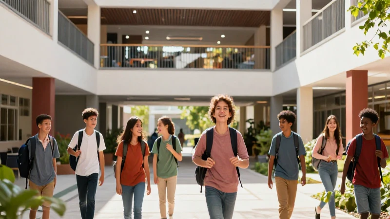 Top secundarias privadas en Querétaro: educación de calidad 3 Estudiantes felices en escuela moderna