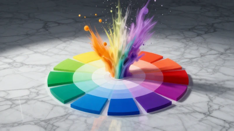 Colores vibrantes estallan sobre mármol moderno