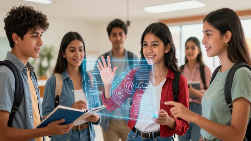 Seguimos educando: la clave para seguir aprendiendo 5 Estudiante mexicano interactúa con interfaz holográfica digital