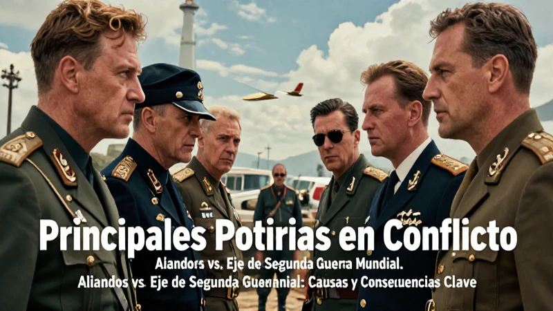 Segunda Guerra Mundial: Causas y Consecuencias Clave 4 Cinemática de guerra con potencias y conflicto histórico