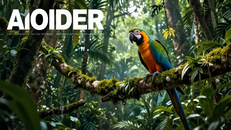 Loro vibrante en selva tropical realista