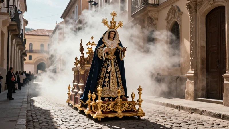 Escultura religiosa de Semana Santa detallada en procesión