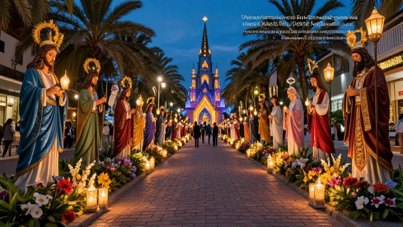 Solemn Semana Santa con luces dramáticas y detalles