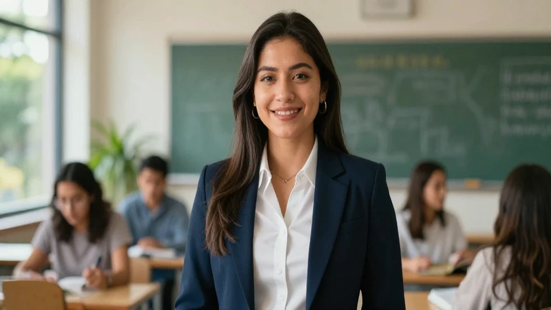 Joven educador mexicano en entorno académico moderno