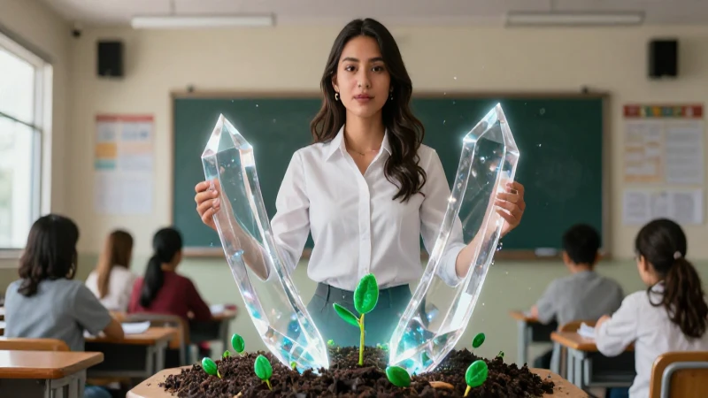 Educadora confiada en aula moderna de México
