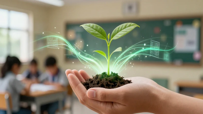Manos nutren brote digital en entorno educativo