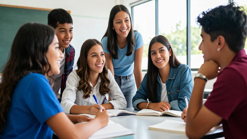Estudiantes mexicanos aprendiendo feliz y dinámicamente