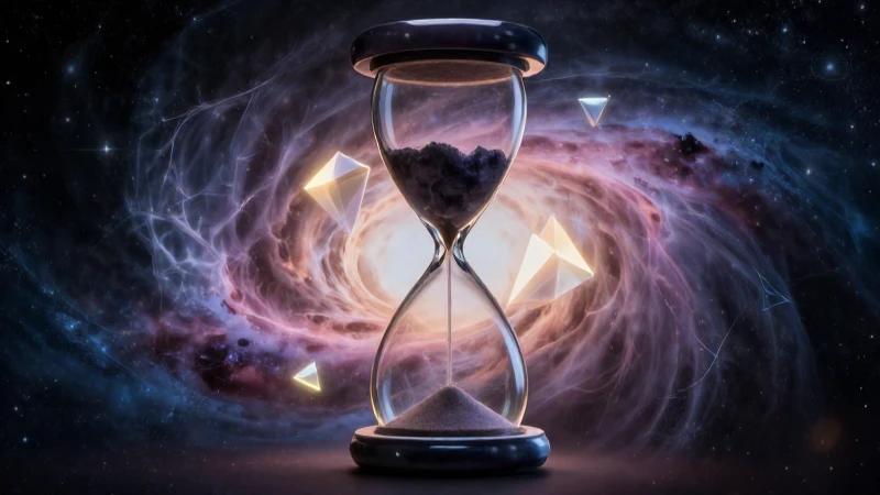 Sempiterno: Definición y Concepto en la Literatura 4 Reloj de arena elegante con cosmos y cristales
