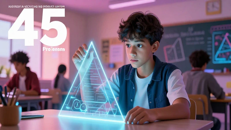 Estudiante enfocado en holograma escolar moderno