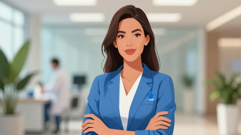 Conoce secretos y cuidados para mantener el bienestar de tu seno 6 Mujer profesional médica radiante, estilo ilustración moderna