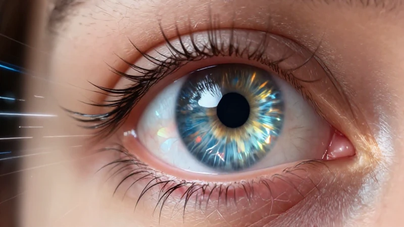 Ojo realista con patrones educativos y luz dramática