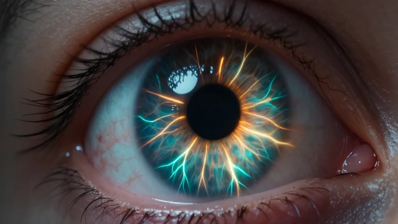 Ojo humano detallado con neuronas brillantes