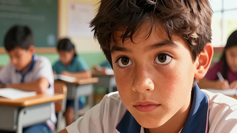 Estudiante enfocado, estética educativa vibrante