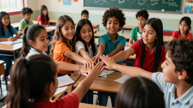 Jóvenes estudiantes conectan en aula mexicana moderna