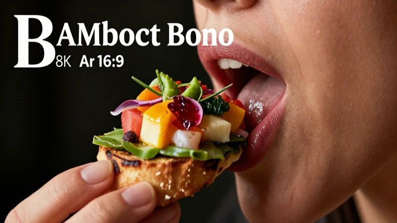 Boca sofisticada disfrutando de comida gourmet vibrante