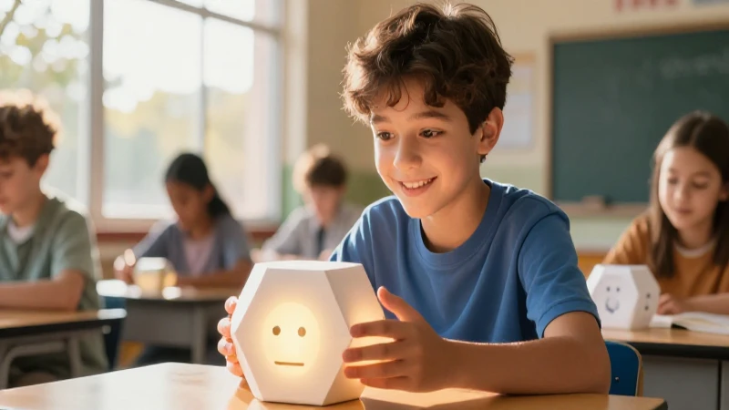 Qué es la Caja de Ayuda Emocional para Niños y Adolescentes 8 Adolescente sonriente interactúa con apoyo emocional luminoso