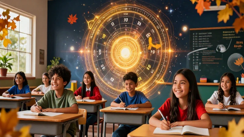 Aula vibrante con luz celestial dorada