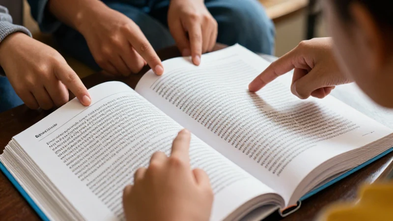 Libro de texto moderno y vibrante con estudiantes