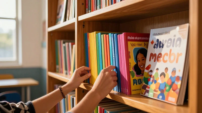 Libros coloridos en estantería con luz dorada