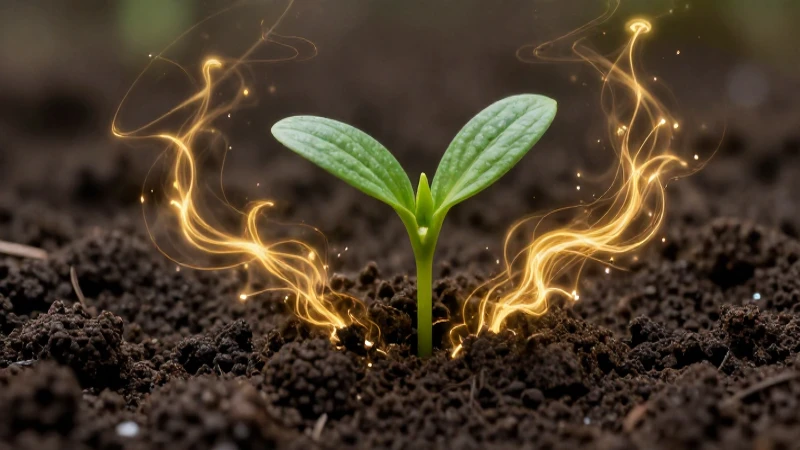 Brote verde emerge con energía dorada