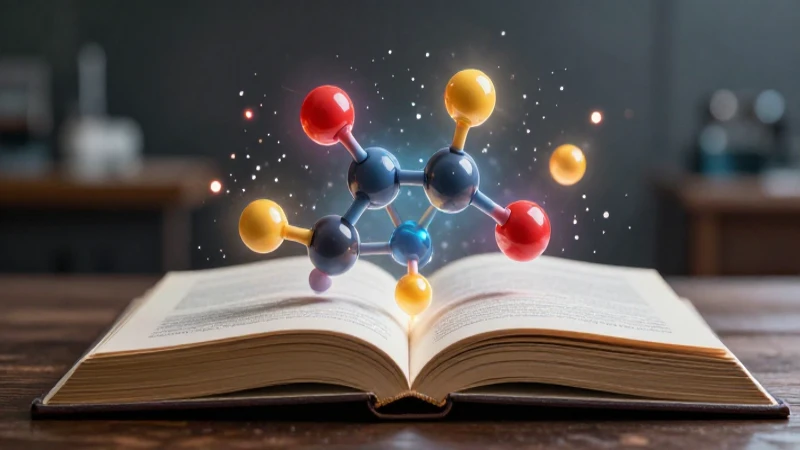 Serendipia: significado, historia y su impacto en literatura 4 Ilustración hiperrealista de estructuras moleculares en un libro
