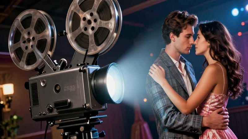 Serendipia: significado, historia y su impacto en literatura 6 Pareja romántica bajo proyector vintage