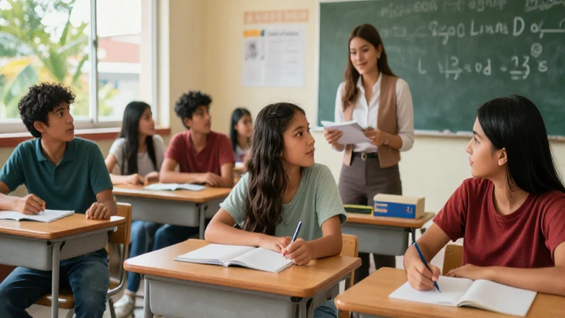 Transf. educación: servicios educativos para la nueva escuela mexicana 3 Profesores y alumnos en aula moderna
