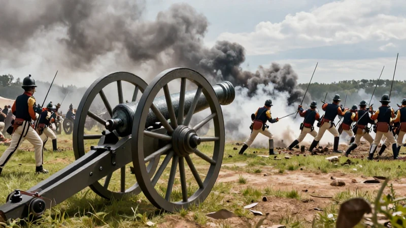 Dramática escena de batalla militar del siglo XIX