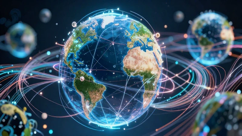 Ilustración holográfica educativa de red de datos