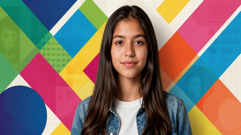 Estudiante mexicano con ideas geométricas vibrantes