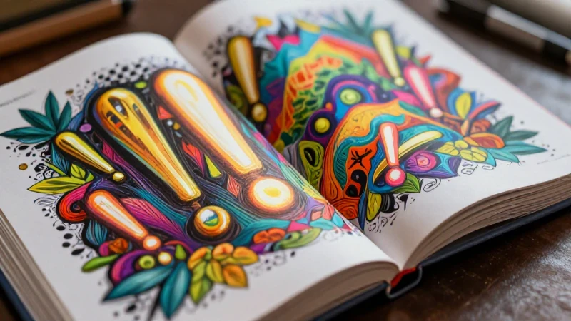 Signos de admiración: Ejemplos y usos en la escritura 3 Ilustración vibrante, detallada y con toque mexicano