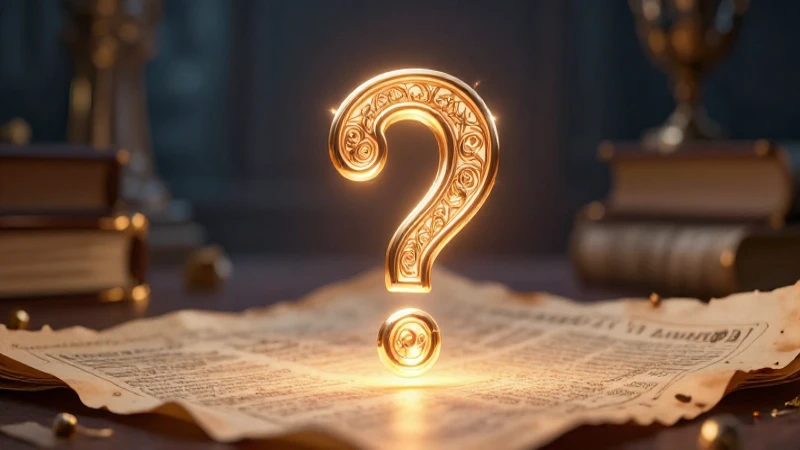 Interrogación dorada sobre pergamino histórico