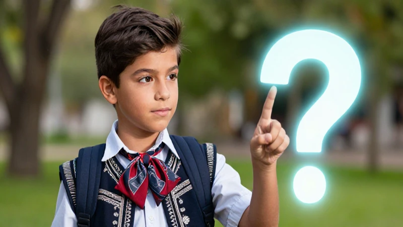 Joven curioso con signo brillante en estilo profesional