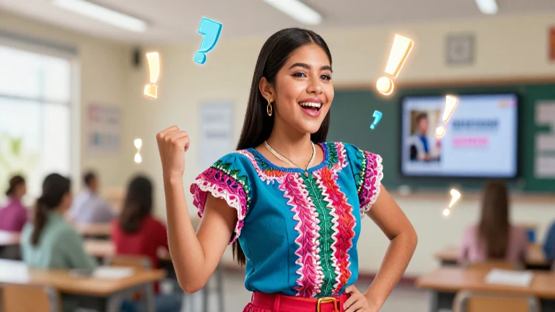 Estudiante mexicano vibrante para revista educativa