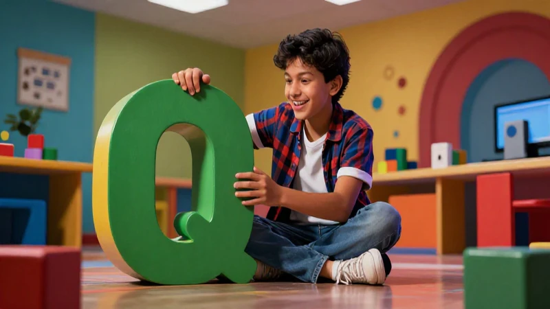 Estudiante mexicano feliz usando bloques educativos