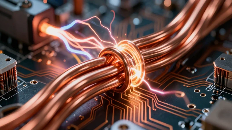 Circuito futurista de cobre con energía vibrante